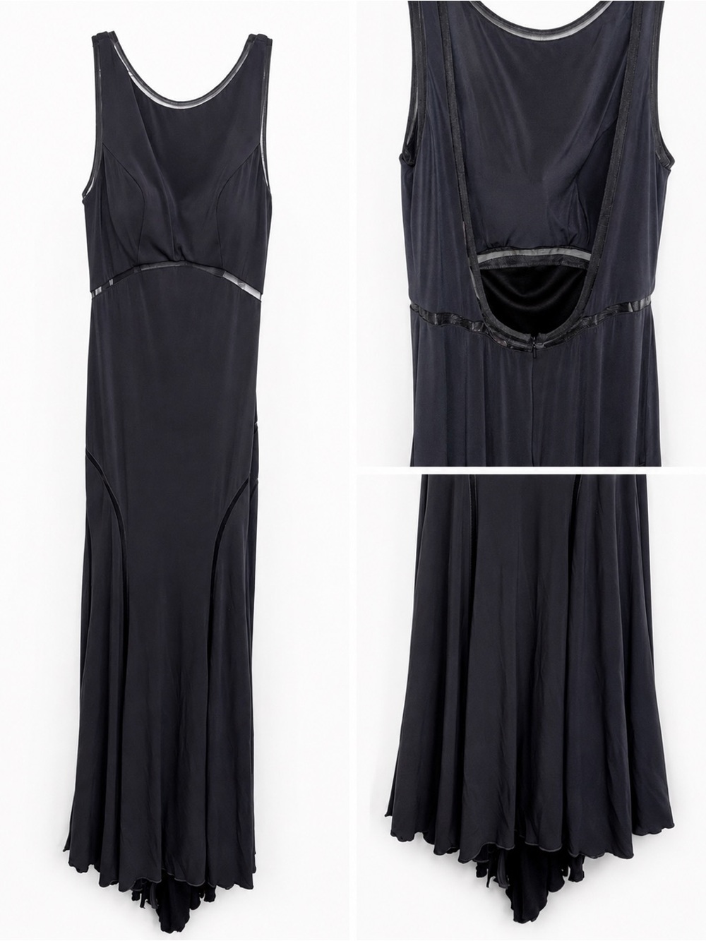 NWT JVN by Jovani Grey Backless Sleeveless Formal Dress